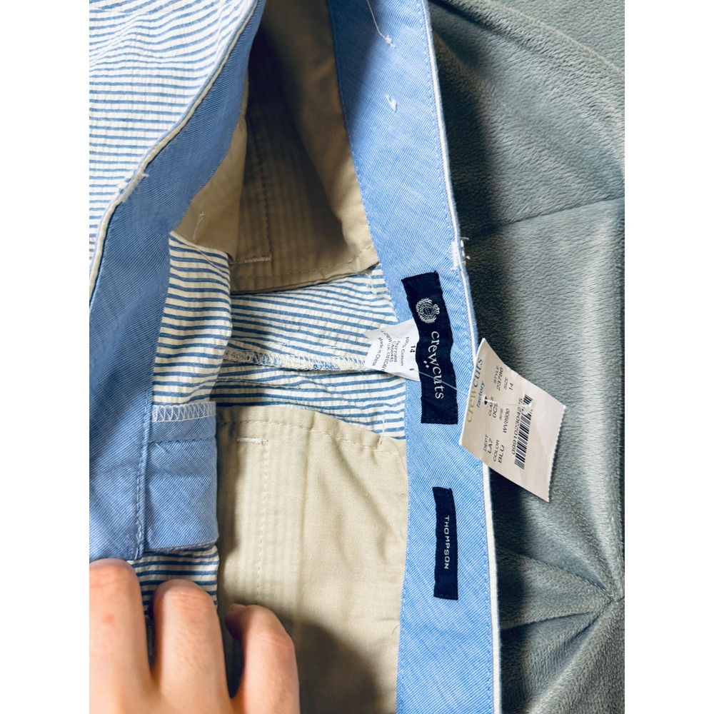 NWT Crewcuts Size 14‎ Boy Seersucker Trousers Light Blue White 30" Inseam - Picture 3 of 6